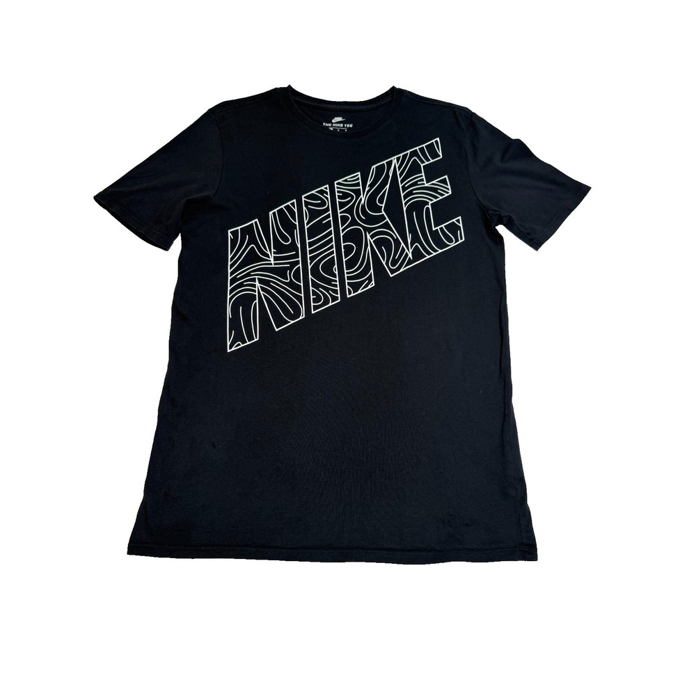 Nike The Nike Tee Men's Athletic Cut Black Graphic T-Shirt Kaishi Block Size M